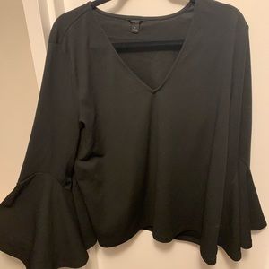 Ann Taylor Black Bell Sleeve Blouse- XL